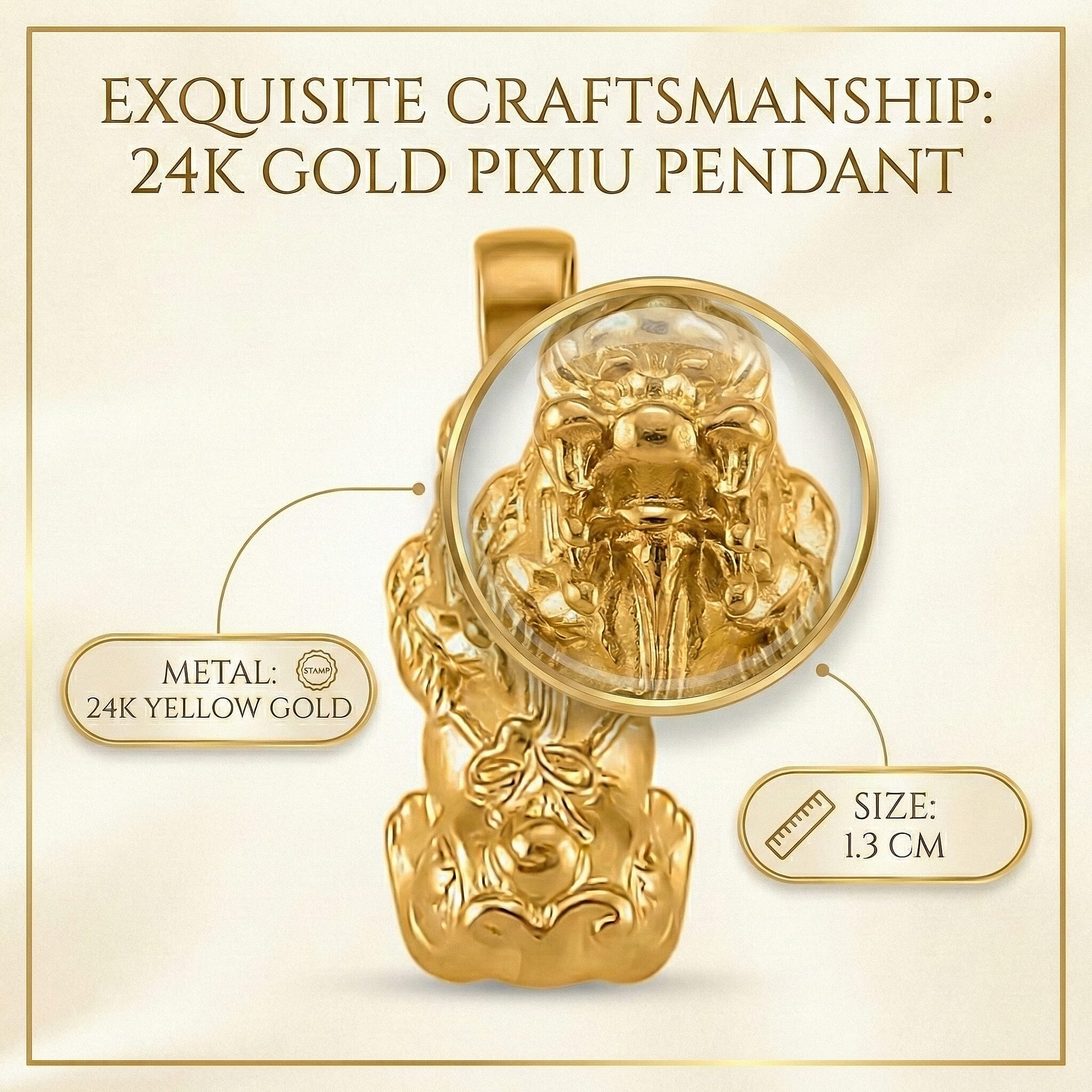 24K Yellow Gold Pixiu Pendant 8198652 8