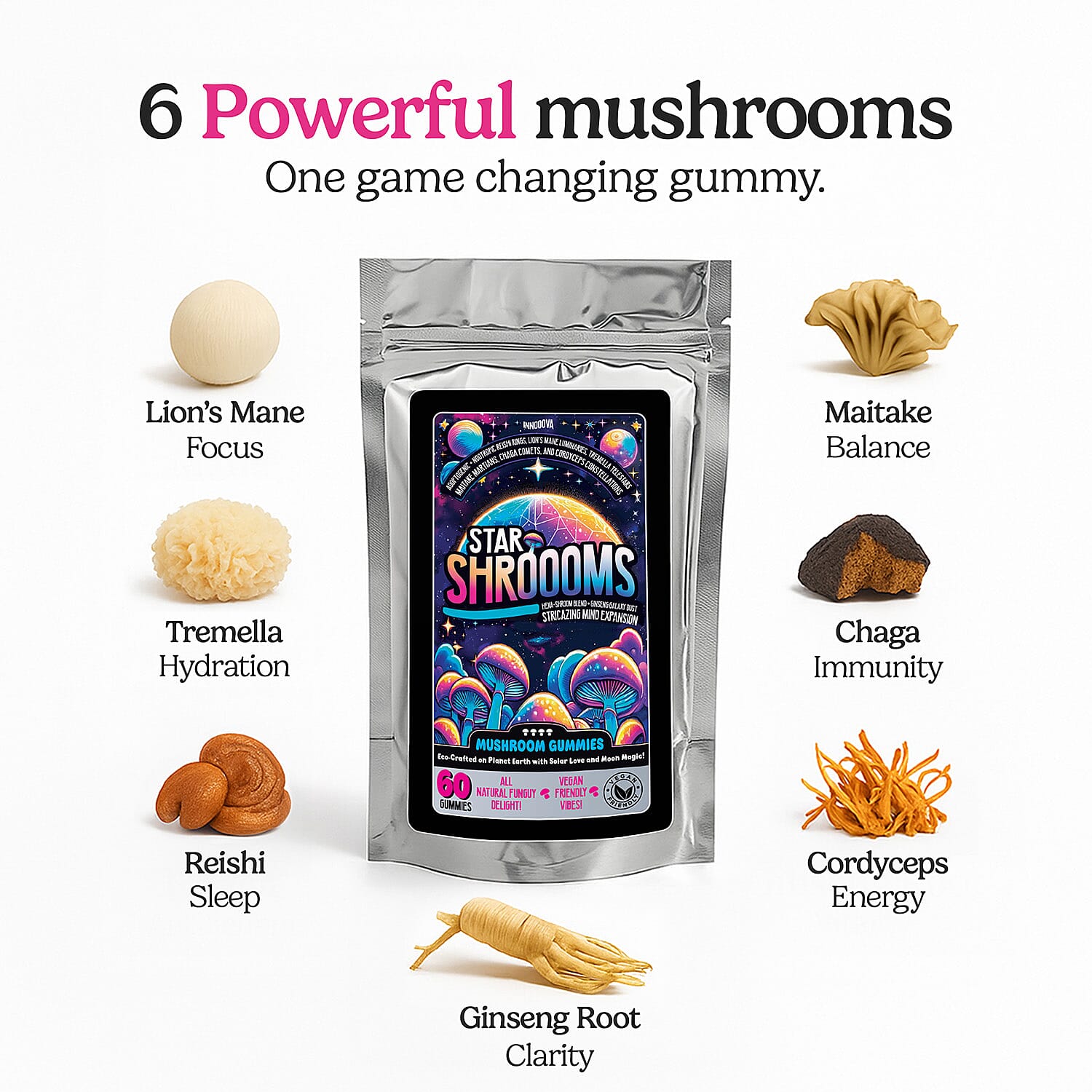 Innooova Starshroooms Full Pack 60 Gummies 8203920 5