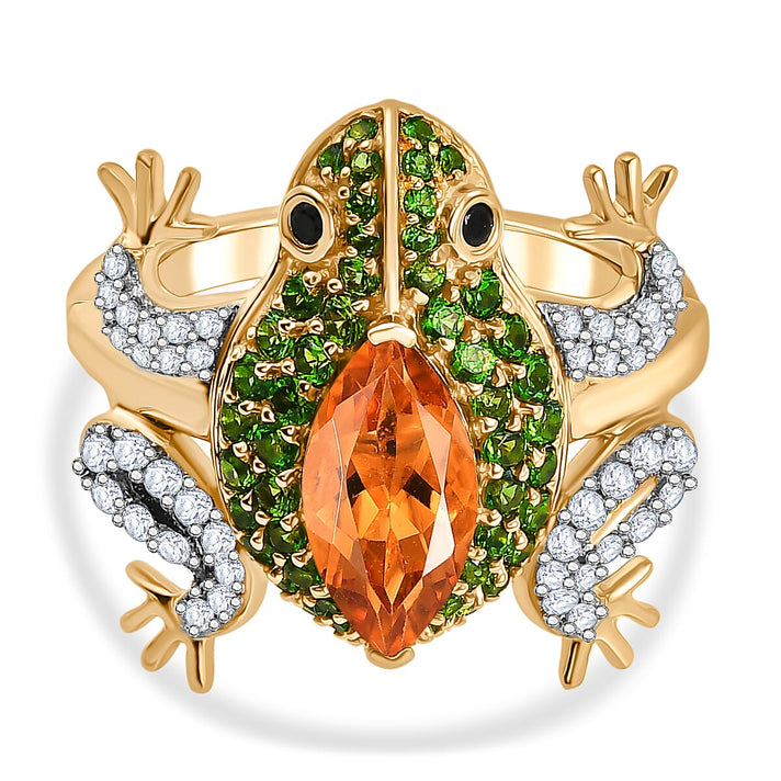 GP Italian Garden Collection - Madeira Citrine &amp; Multi Gemstones Frog Ring in 18K Vermeil Yellow Gold Plated Sterling Silver 3.14 Ct. 8206880 1