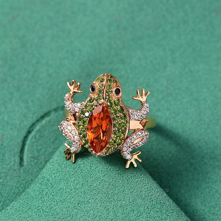 GP Italian Garden Collection - Madeira Citrine &amp; Multi Gemstones Frog Ring in 18K Vermeil Yellow Gold Plated Sterling Silver 3.14 Ct. 8206880 2