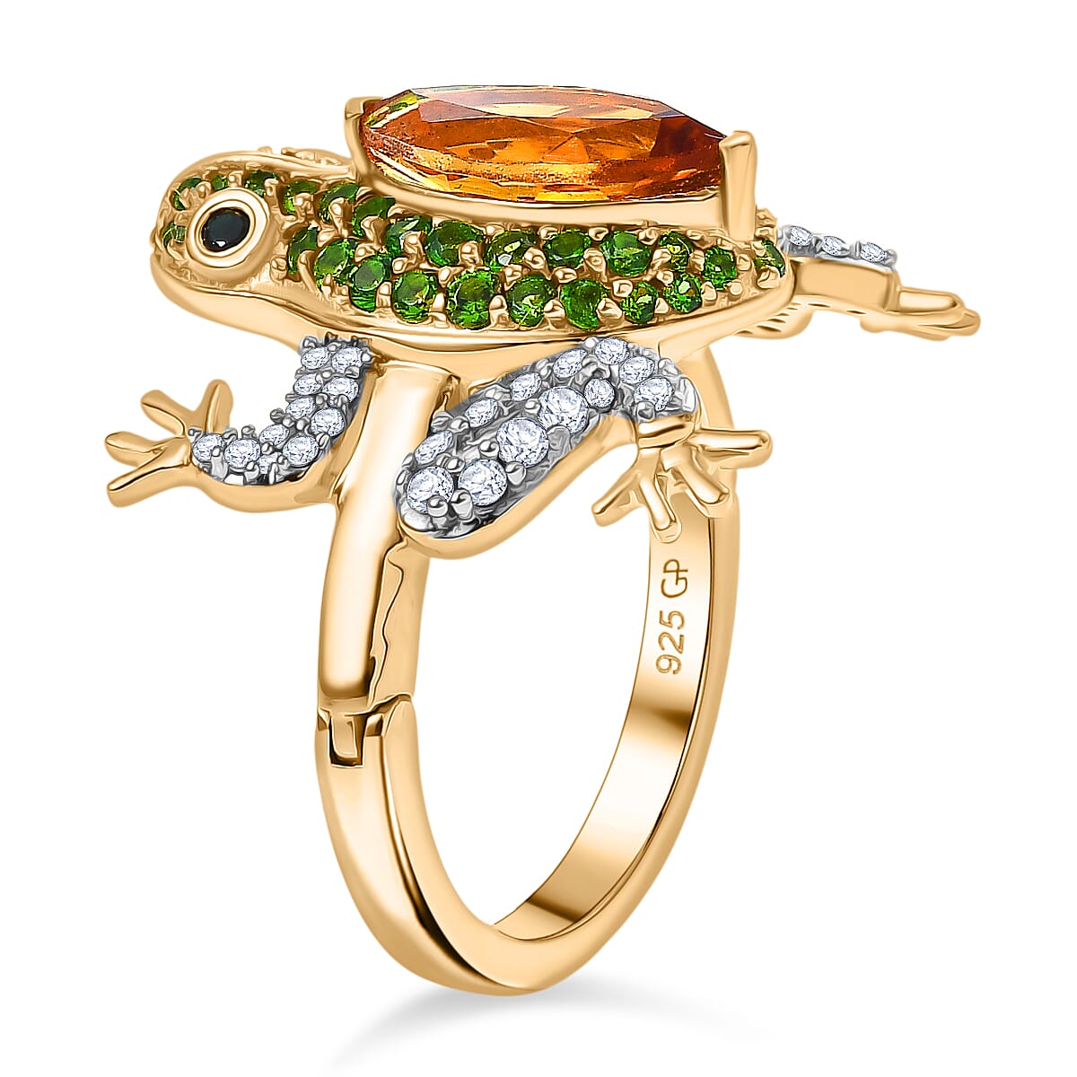 GP Italian Garden Collection - Madeira Citrine &amp; Multi Gemstones Frog Ring in 18K Vermeil Yellow Gold Plated Sterling Silver 3.14 Ct. 8206880 4