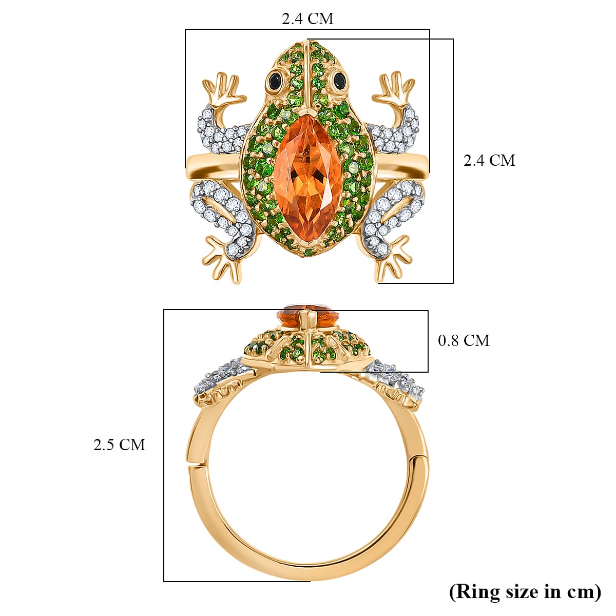 GP Italian Garden Collection - Madeira Citrine &amp; Multi Gemstones Frog Ring in 18K Vermeil Yellow Gold Plated Sterling Silver 3.14 Ct. 8206880 6