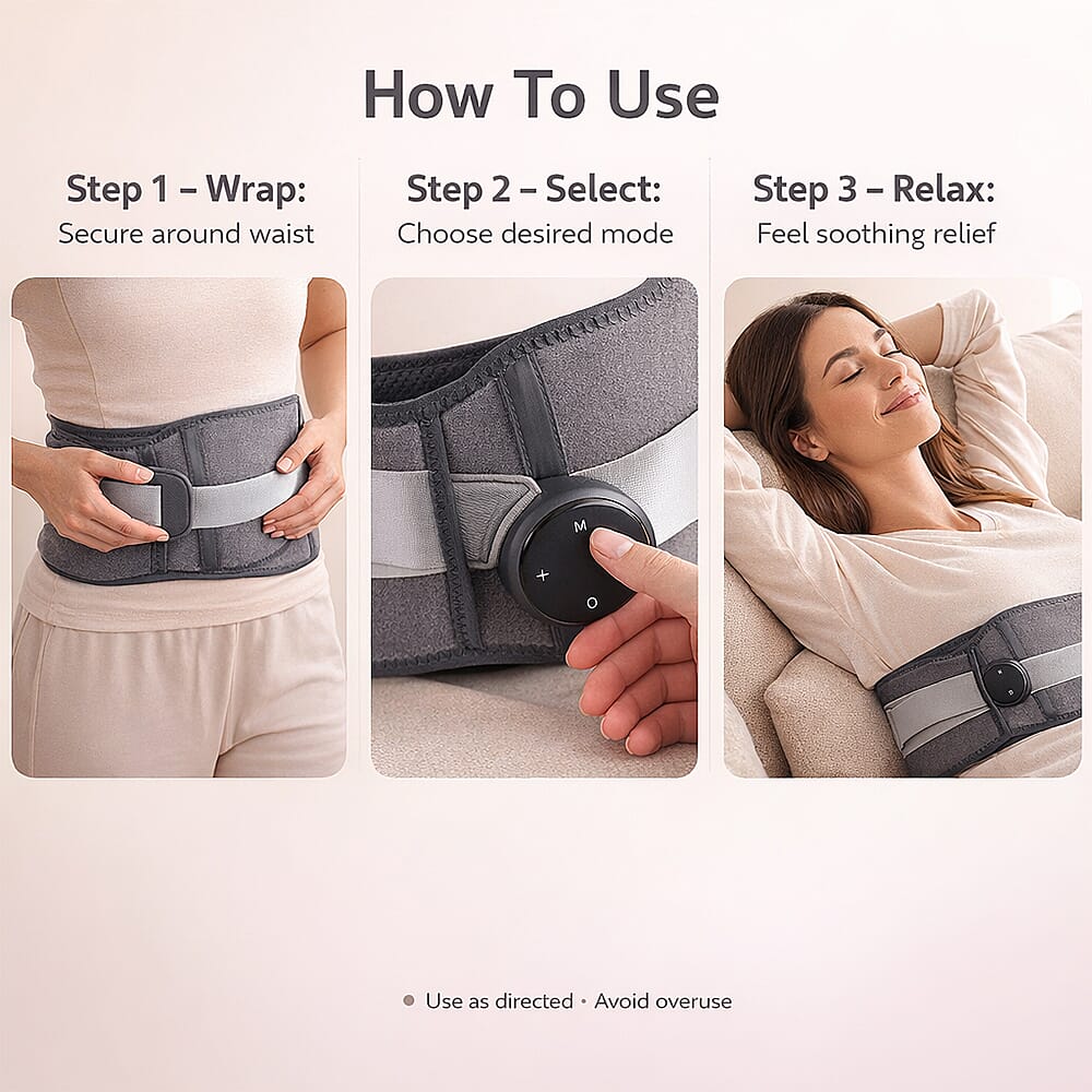 LIVMORE Rechargeable Waist Massager with Heat and Vibration Therapy - Grey 8212261 3