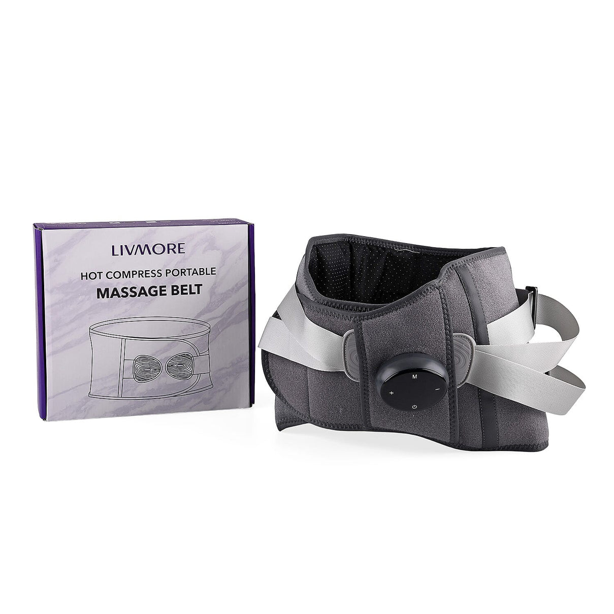 LIVMORE Rechargeable Waist Massager with Heat and Vibration Therapy - Grey 8212261 9