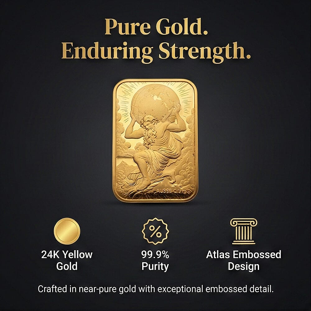 24K Yellow Gold (99.9% Purity) Atlas Embossed Collectable 8212756 2