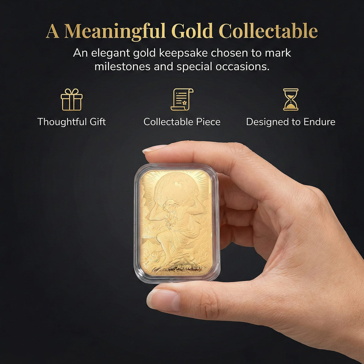 24K Yellow Gold (99.9% Purity) Atlas Embossed Collectable 8212756 4