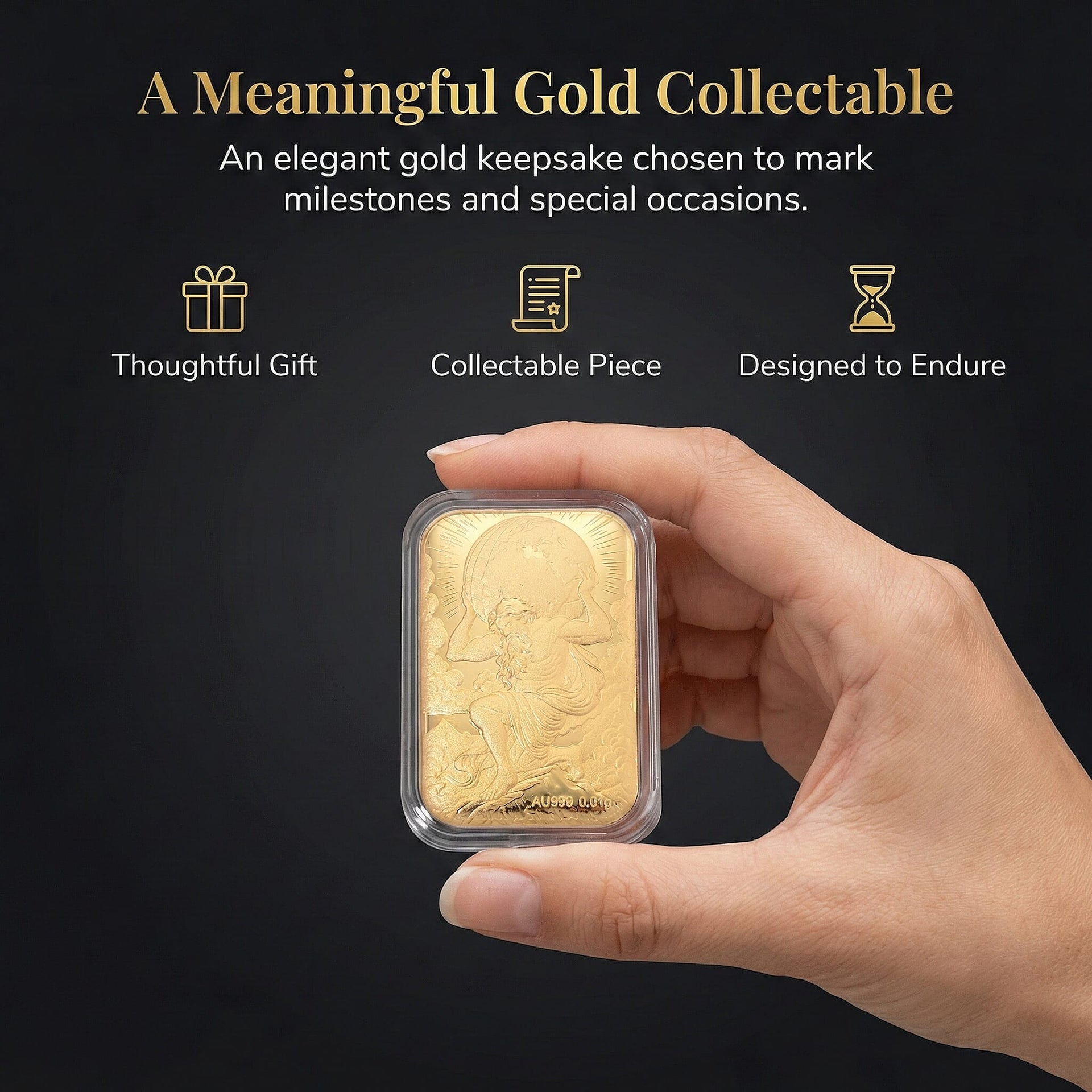 24K Yellow Gold (99.9% Purity) Atlas Embossed Collectable 8212756 4