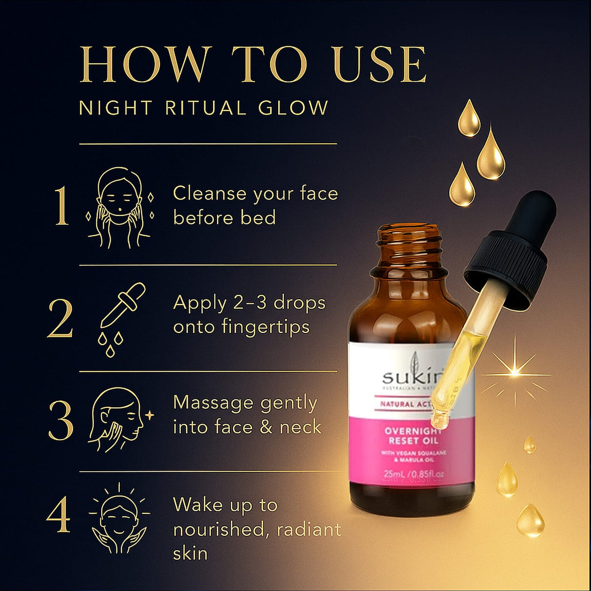 Sukin Natural Actives Overnight Reset Oil - 25ml 8221235 4