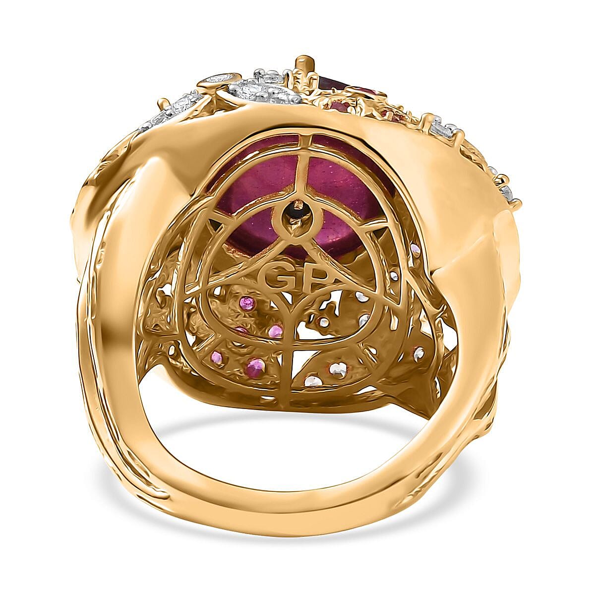 GP Italian Garden Collection - African Ruby, Multi Gemstones Cluster Ring in 18K Vermeil Yellow Gold Over Sterling Silver 15.88 Ct. 8223578 7