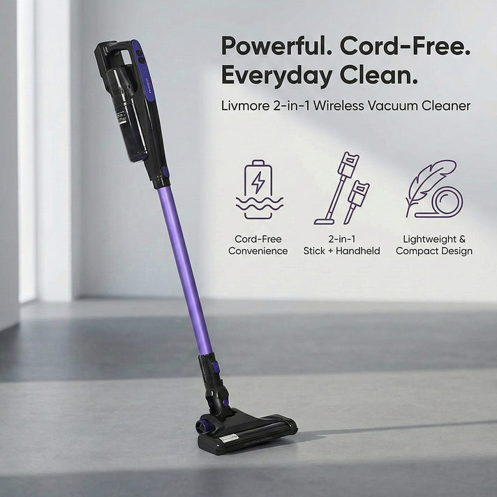 LIVMORE 2-in-1 Cordless Multifunctional Vacuum Cleaner with 2 Head Attachments 8224568 2