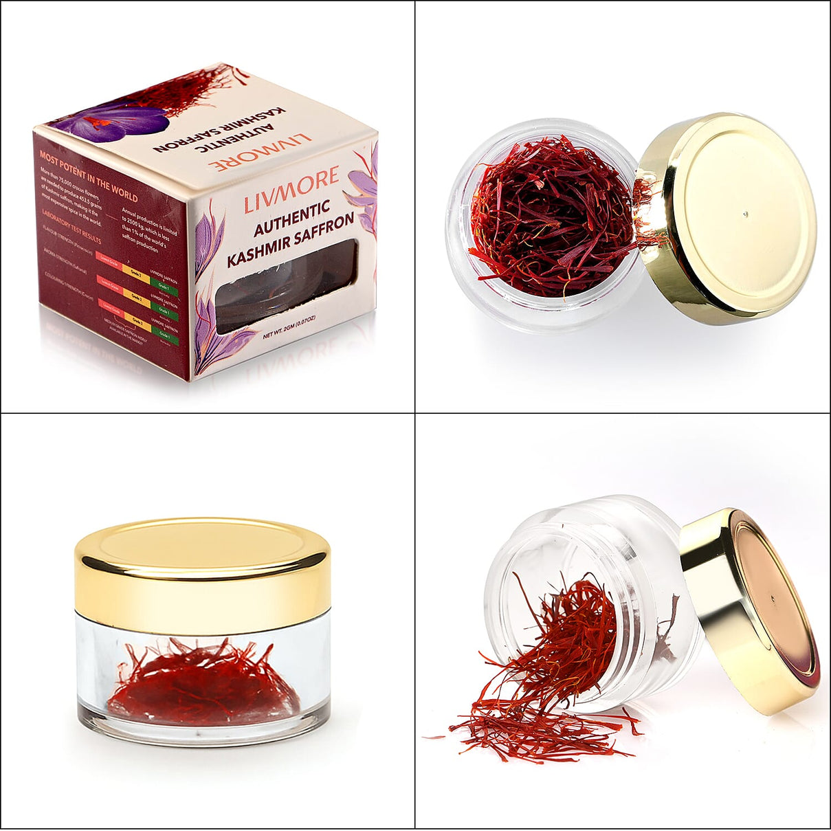 LIVMORE 100% Pure Authentic Kashmiri Saffron - 2 Grams 8225458 8