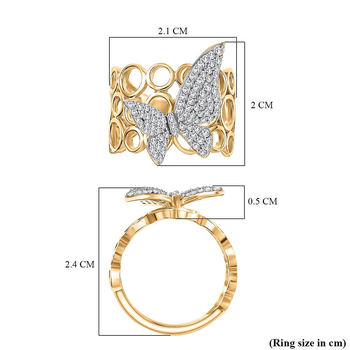 GP Italian Garden Collection - White Diamond, Kanchanaburi Blue Sapphire Cluster Ring in 18K YG VermeilSterling Silver, Silver Wt.6 Gms  0.495  Ct. 8230278 7
