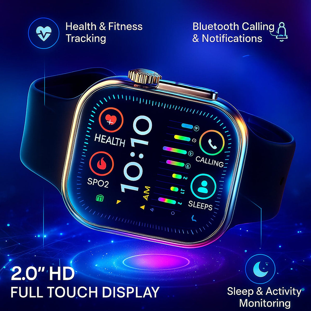 i20 Ultra 2 Max 10-in-1 Smartwatch Set with Earphones &amp; 7 Straps - Black 8231121 3