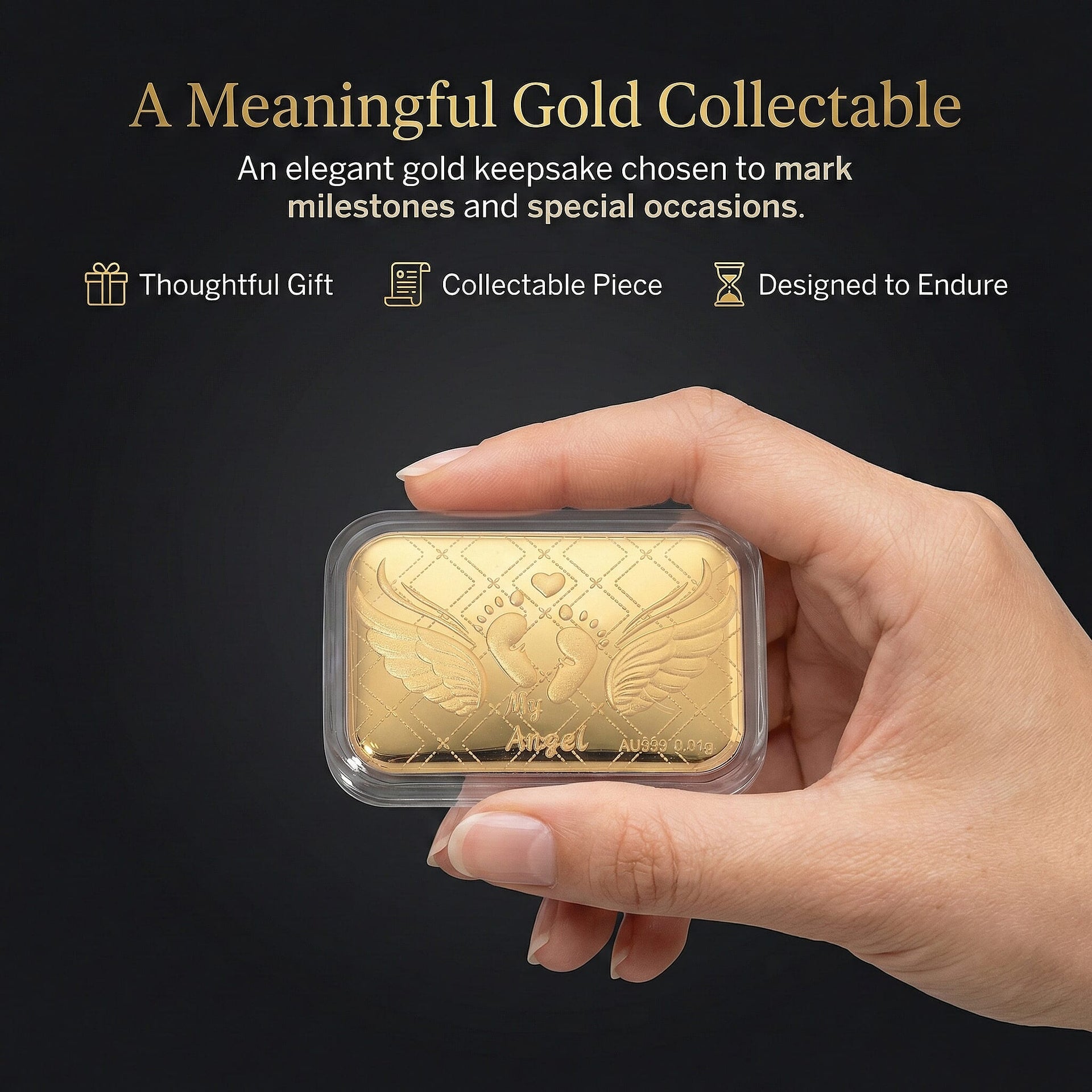 24K Yellow Gold Angel Embossed Collectable 8235367 4
