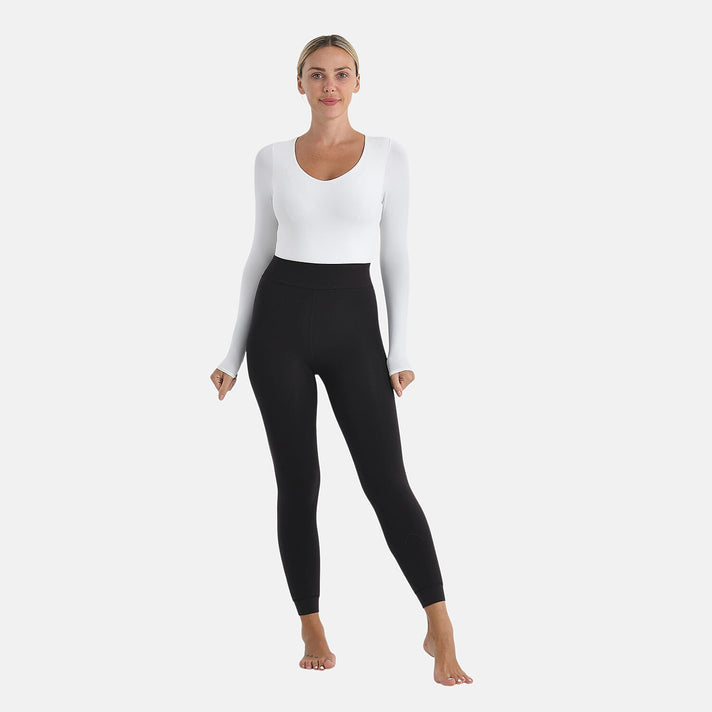 Tamsy Close Out High Waist Faux Fur Fleece Lined Plush Thermal Leggings (Size L) - Chocolate 8237151 1