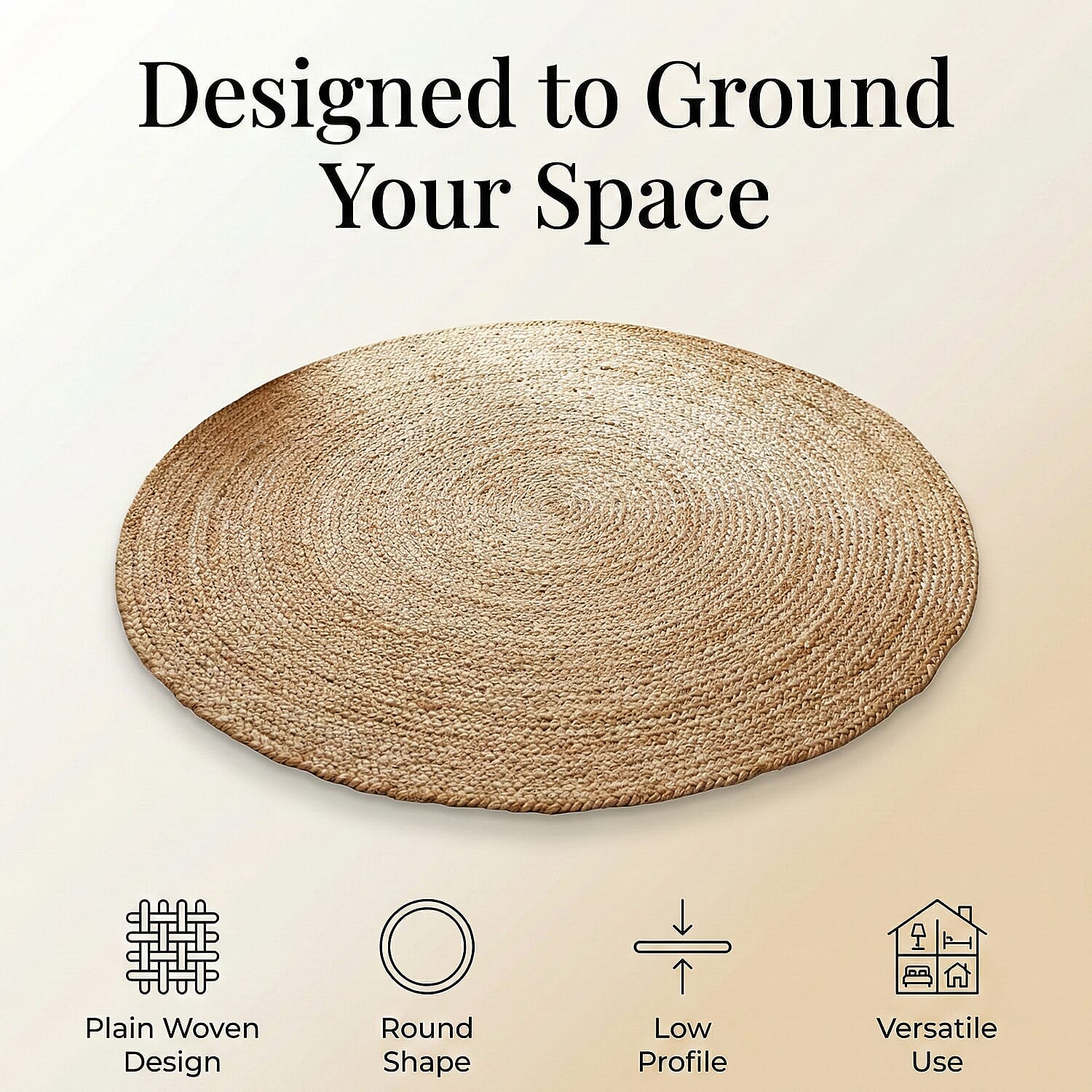Natural Jute Plain Round Rug (80x80cm) - Brown 8238542 2