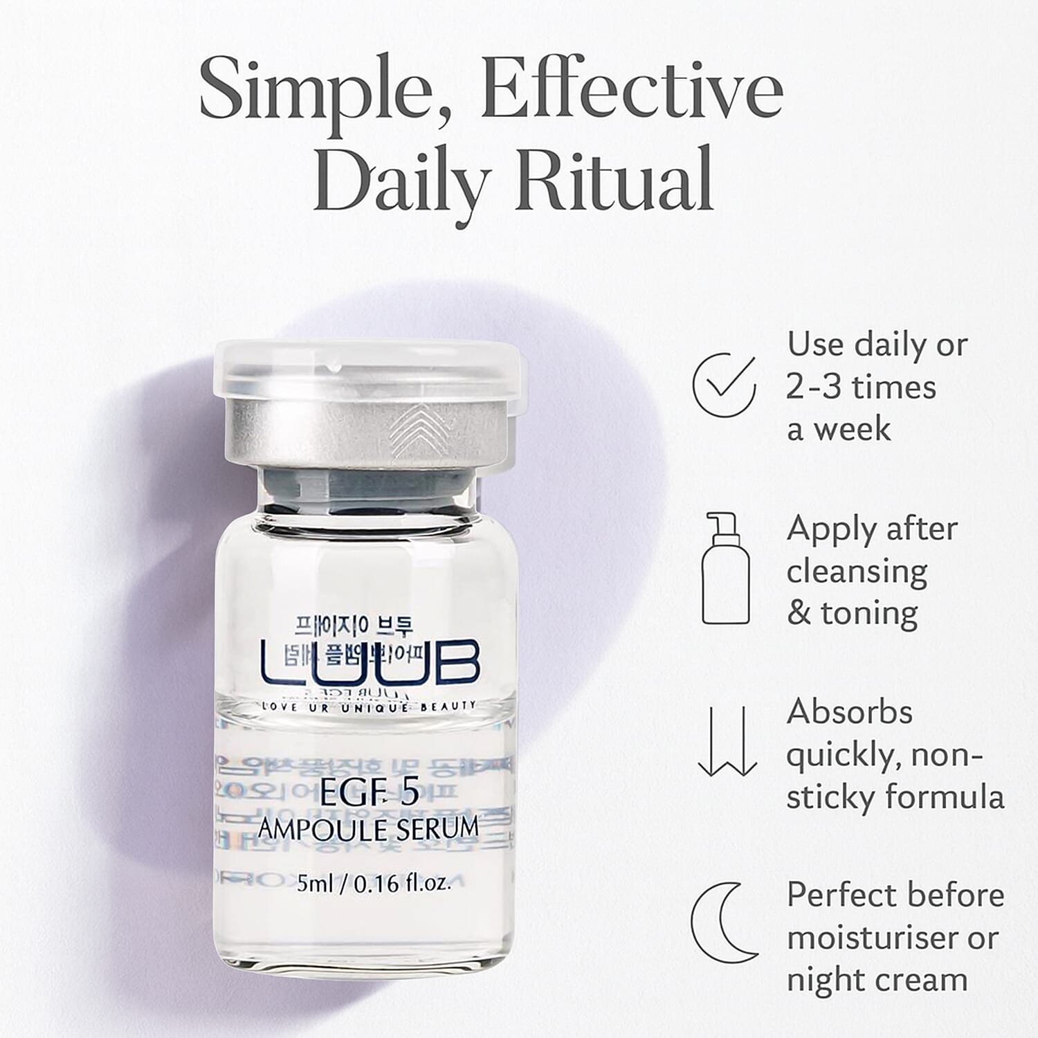 LLUB Set of 5 EGF Ampoules - 5 x 5ML 8239829 3