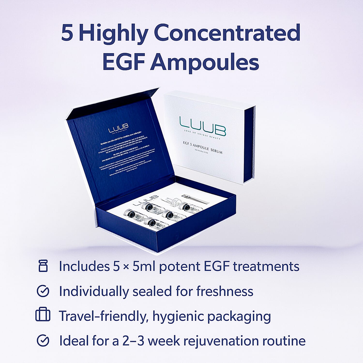 LLUB Set of 5 EGF Ampoules - 5 x 5ML 8239829 4
