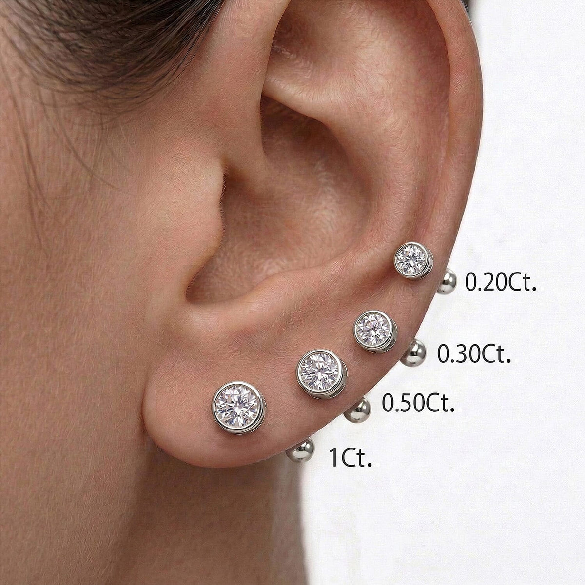 LUXURIANT 1 Ct. Lab Grown Diamond SI G-H Stud Solitaire Earring with Ball Screw Back in Rhodium Overlay Sterling Silver 8243214 4