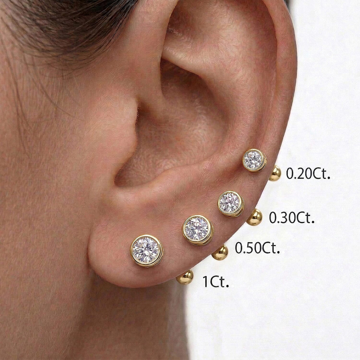 LUXURIANT 1 Ct. Lab Grown Diamond SI G-H Stud Solitaire Earring with Ball Screw Back in 18K Vermeil Yellow Gold Plated Sterling Silver 8243215 4