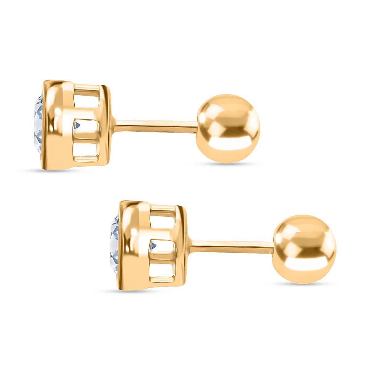 LUXURIANT 1 Ct. Lab Grown Diamond SI G-H Stud Solitaire Earring with Ball Screw Back in 18K Vermeil Yellow Gold Plated Sterling Silver 8243215 5