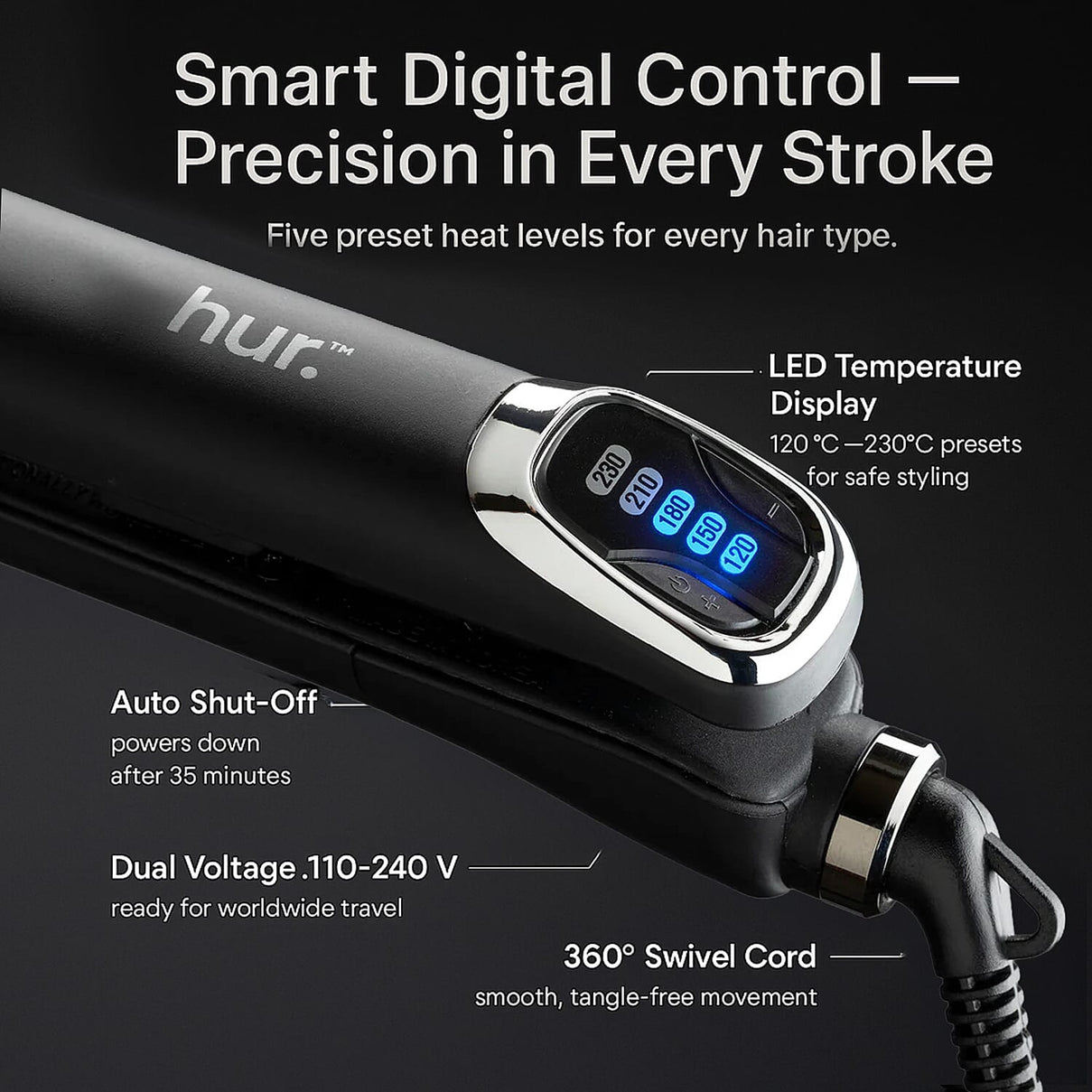 Hur.iron Wide Plate Hair Straightener â€“ Smooth and Sleek Finish 8245393 3