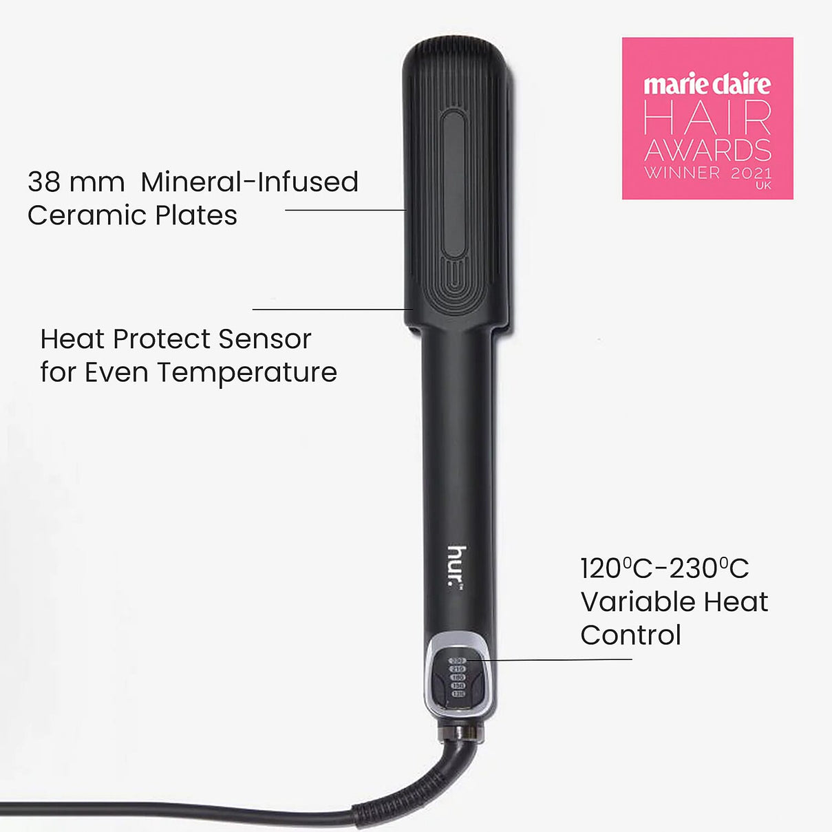 Hur.iron Wide Plate Hair Straightener â€“ Smooth and Sleek Finish 8245393 4