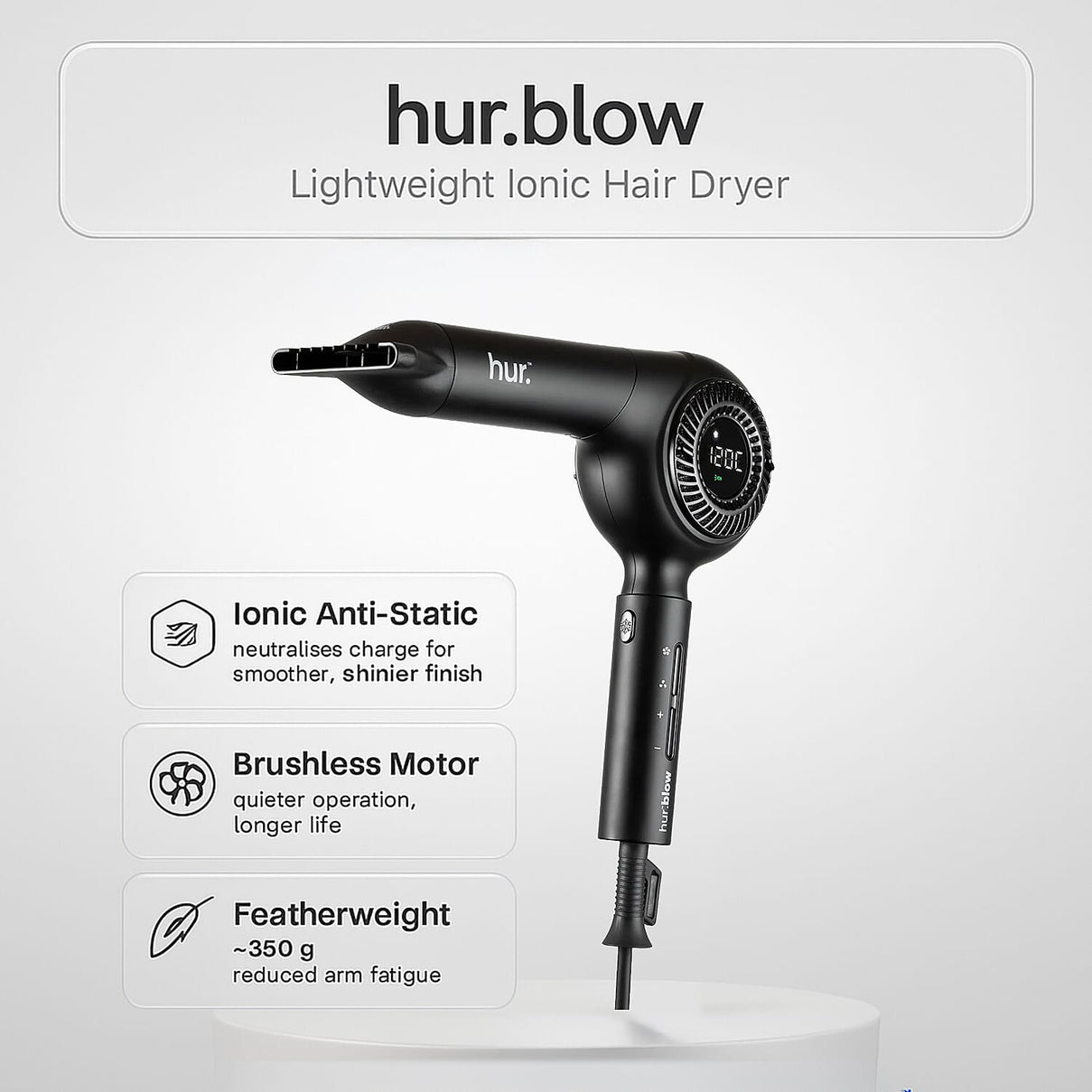 Hur.blow Professional Hair Dryer â€“ Lightweight Ionic Technology 8245419 1