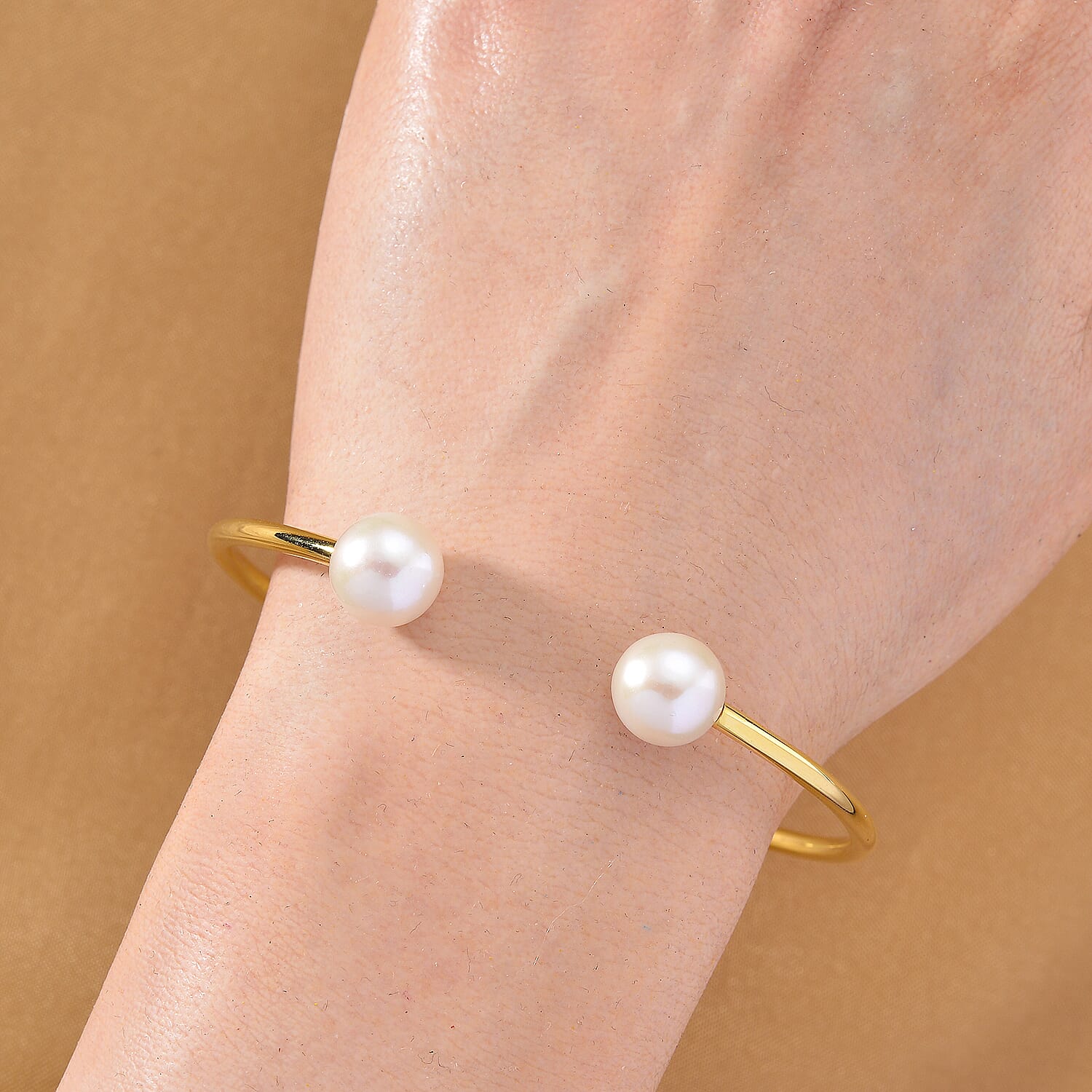 D'Joy White Edison Pearl Cuff Bangle (Size - 7) in 18K Yellow Gold Vermeil Sterling Silver 16.30 Ct. 8249660 3