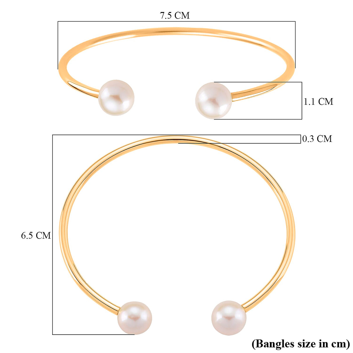 D'Joy White Edison Pearl Cuff Bangle (Size - 7) in 18K Yellow Gold Vermeil Sterling Silver 16.30 Ct. 8249660 6