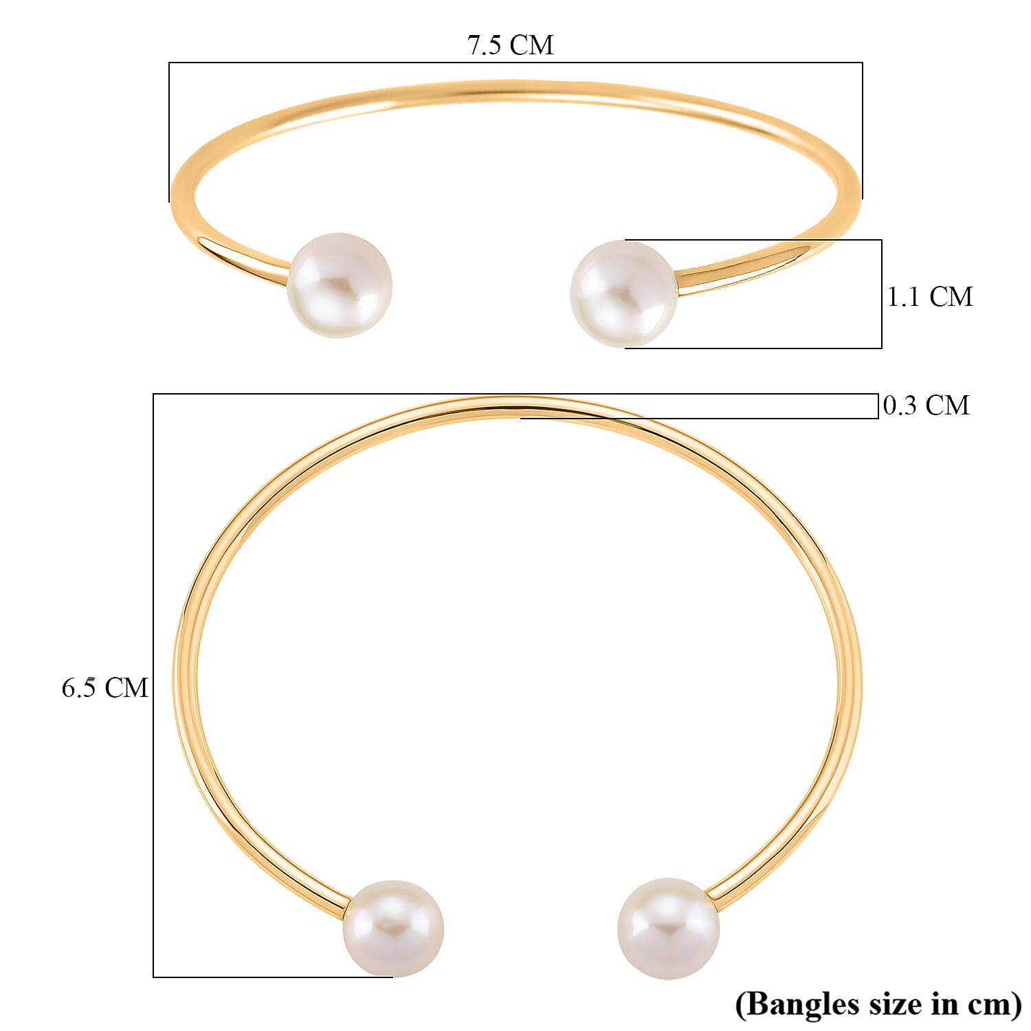D'Joy White Edison Pearl Cuff Bangle (Size - 7) in 18K Yellow Gold Vermeil Sterling Silver 16.30 Ct. 8249660 6