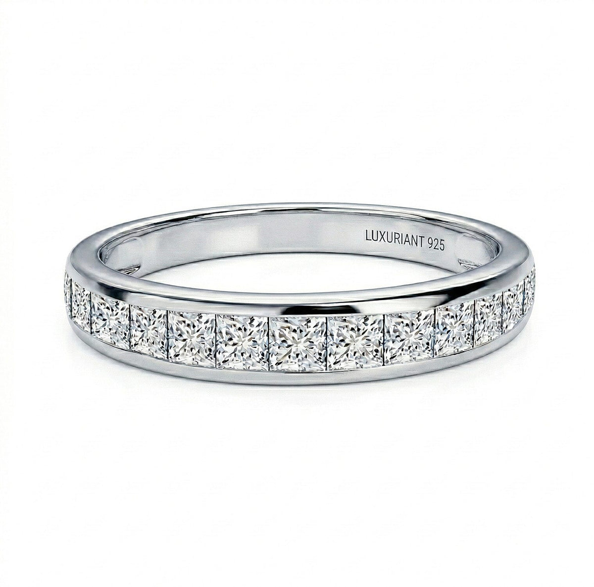 LUXURIANT 1 Ct. Lab Grown Diamond Band Ring in Rhodium Overlay Sterling Silver 8250256 0