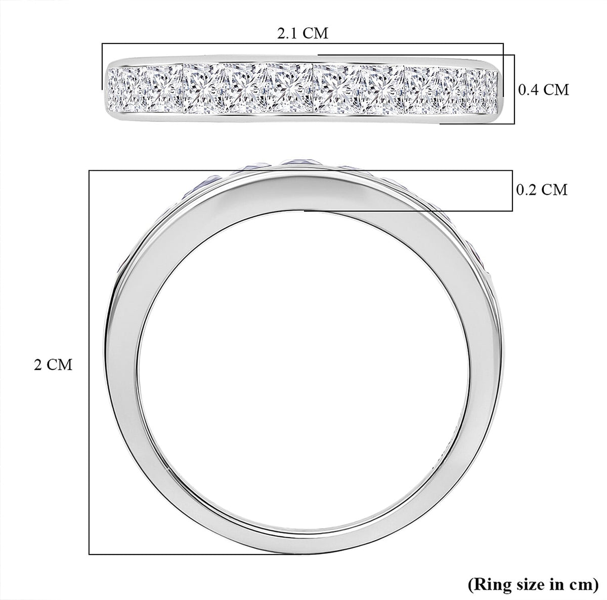 LUXURIANT 1 Ct. Lab Grown Diamond Band Ring in Rhodium Overlay Sterling Silver 8250256 7