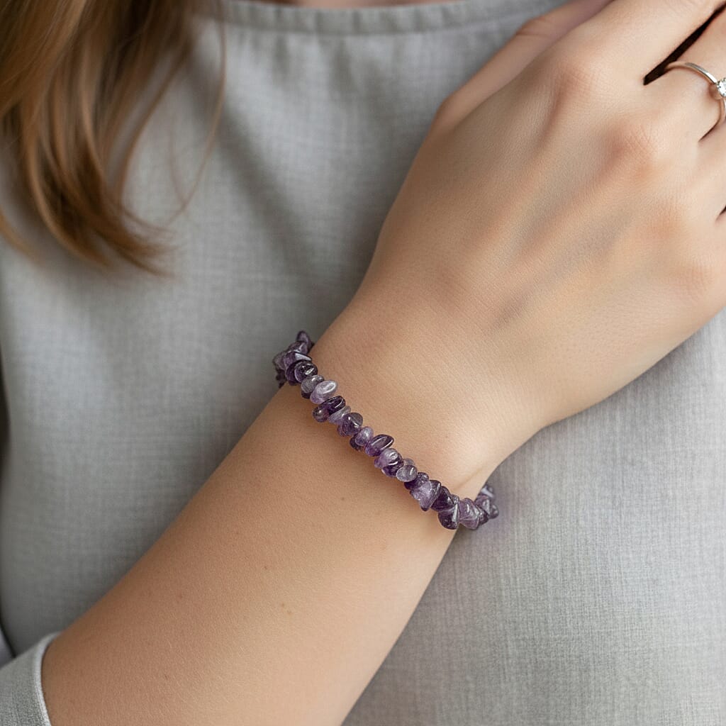 2-Piece  Amethyst Crystal Turtle with Matching Bracelet - Purple V32531351 2