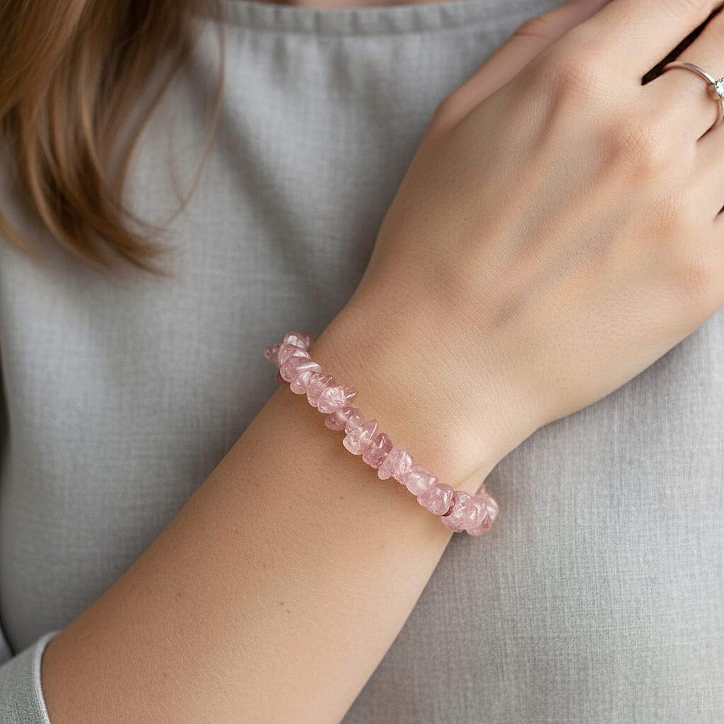 2-Piece Rose Quartz Crystal Turtle with Matching Bracelet - Pink V32351931 2