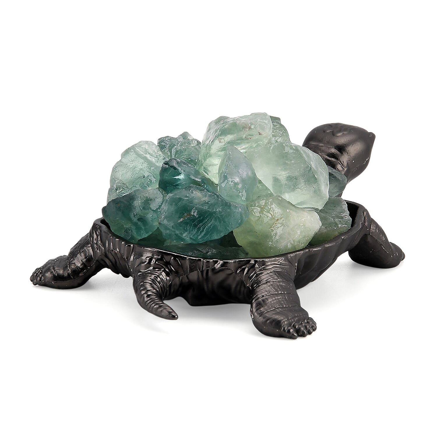 2-Piece Fluorite Crystal Turtle with Matching Bracelet - Green V32351944 5