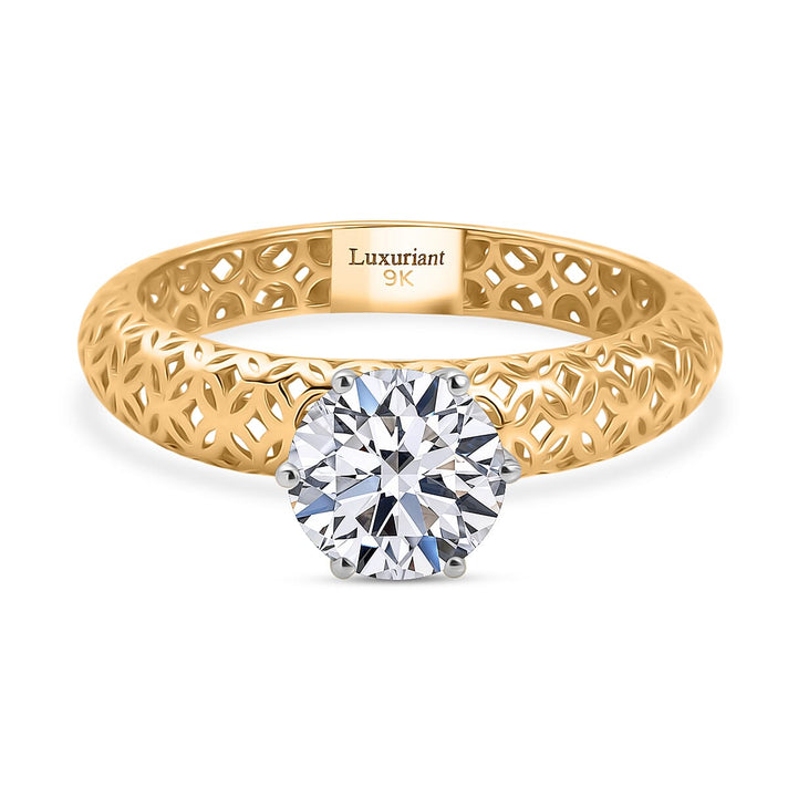LUXURIANT 1 Ct. Lab Grown Diamond Solitaire Ring in 9K Yellow Gold SGL Certified (SI-GH) 8250726 1