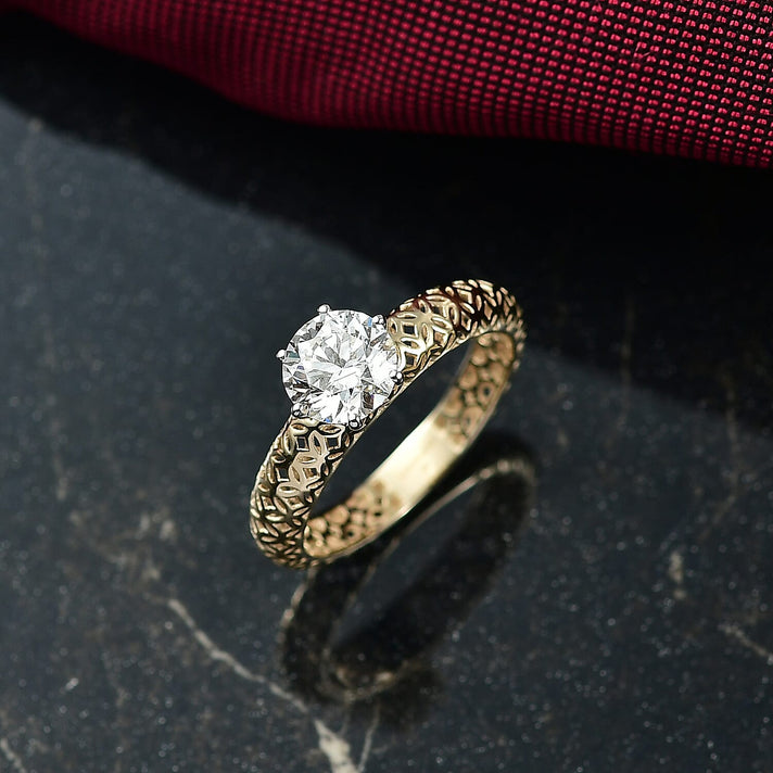 LUXURIANT 1 Ct. Lab Grown Diamond Solitaire Ring in 9K Yellow Gold SGL Certified (SI-GH) 8250726 2