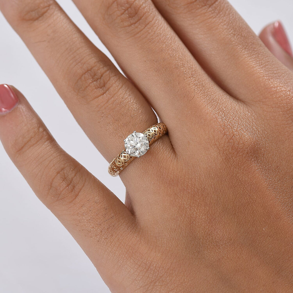 LUXURIANT 1 Ct. Lab Grown Diamond Solitaire Ring in 9K Yellow Gold SGL Certified (SI-GH) 8250726 3