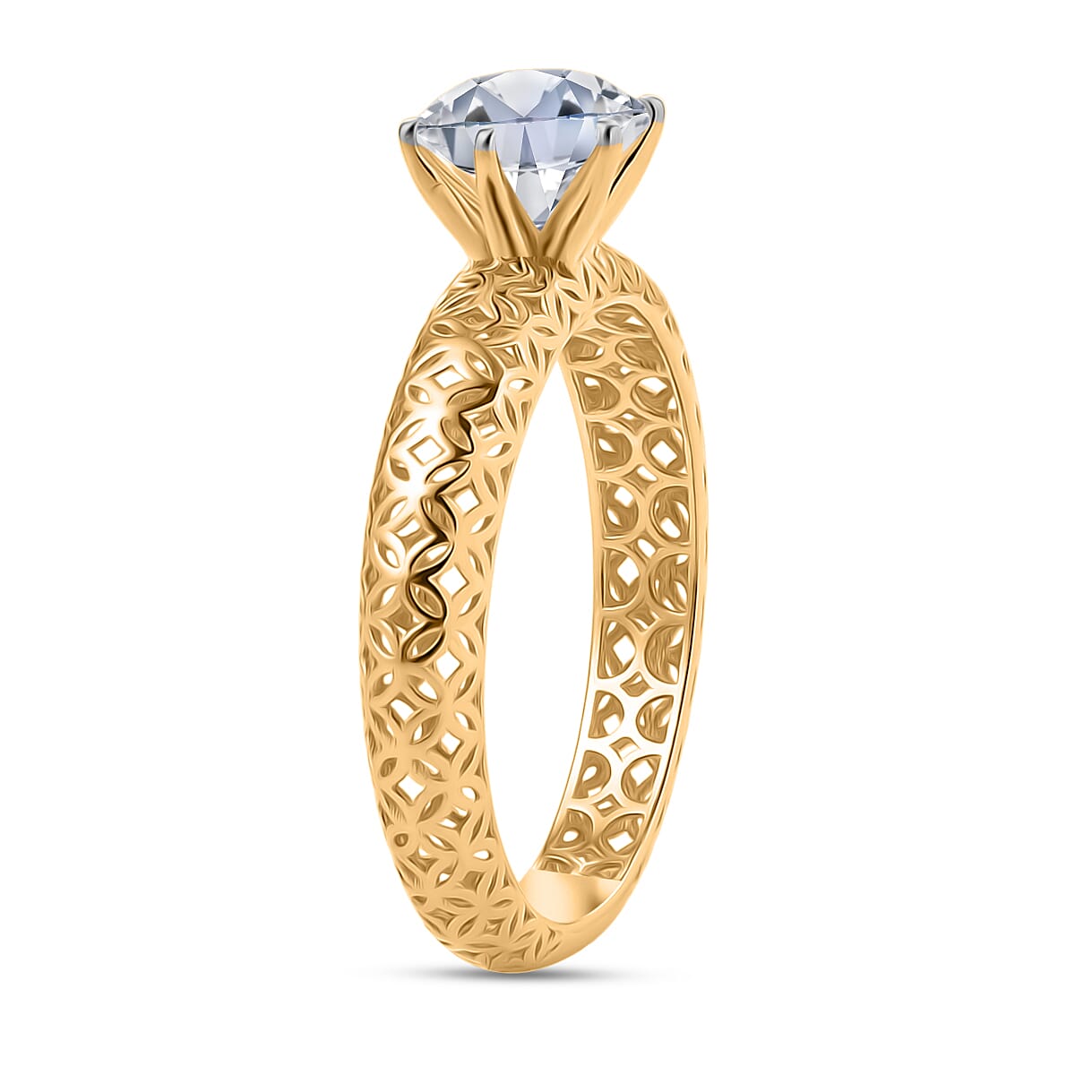 LUXURIANT 1 Ct. Lab Grown Diamond Solitaire Ring in 9K Yellow Gold SGL Certified (SI-GH) 8250726 4