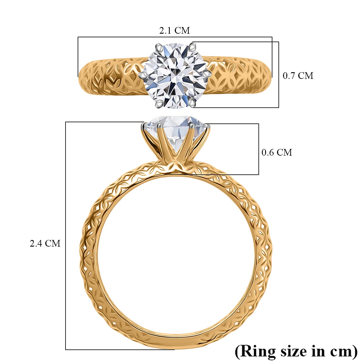 LUXURIANT 1 Ct. Lab Grown Diamond Solitaire Ring in 9K Yellow Gold SGL Certified (SI-GH) 8250726 6
