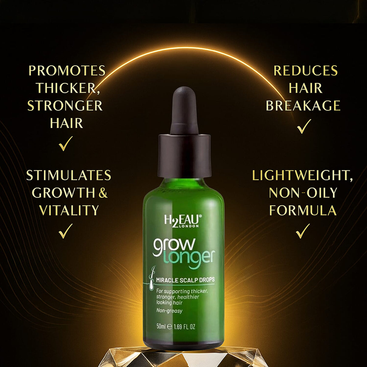 H2EAU London Grow Longer Miracle Scalp Drops - 50ml 8253435 3
