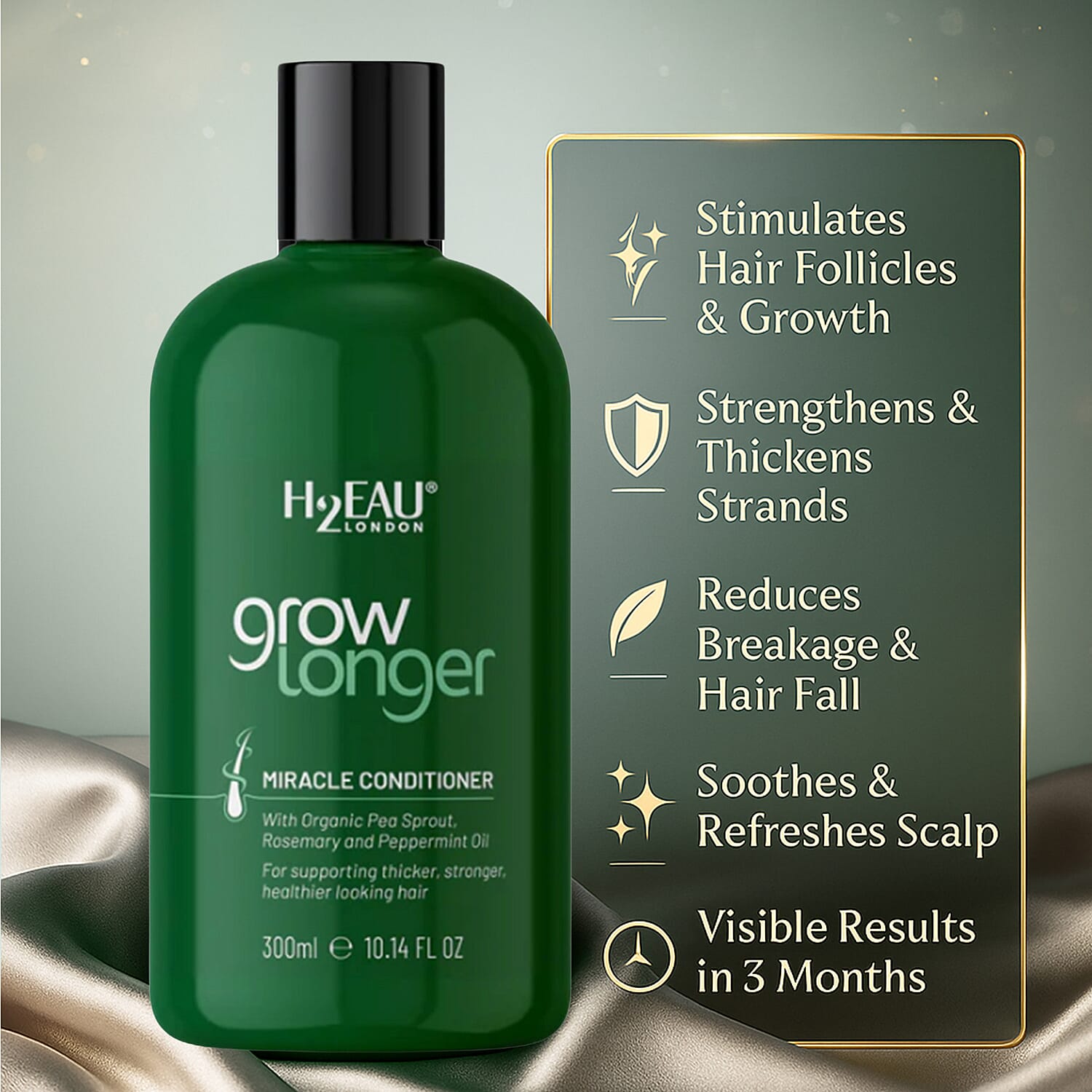 H2EAU London Grow Longer Miracle Conditioner for Hair - 300ml 8253437 3