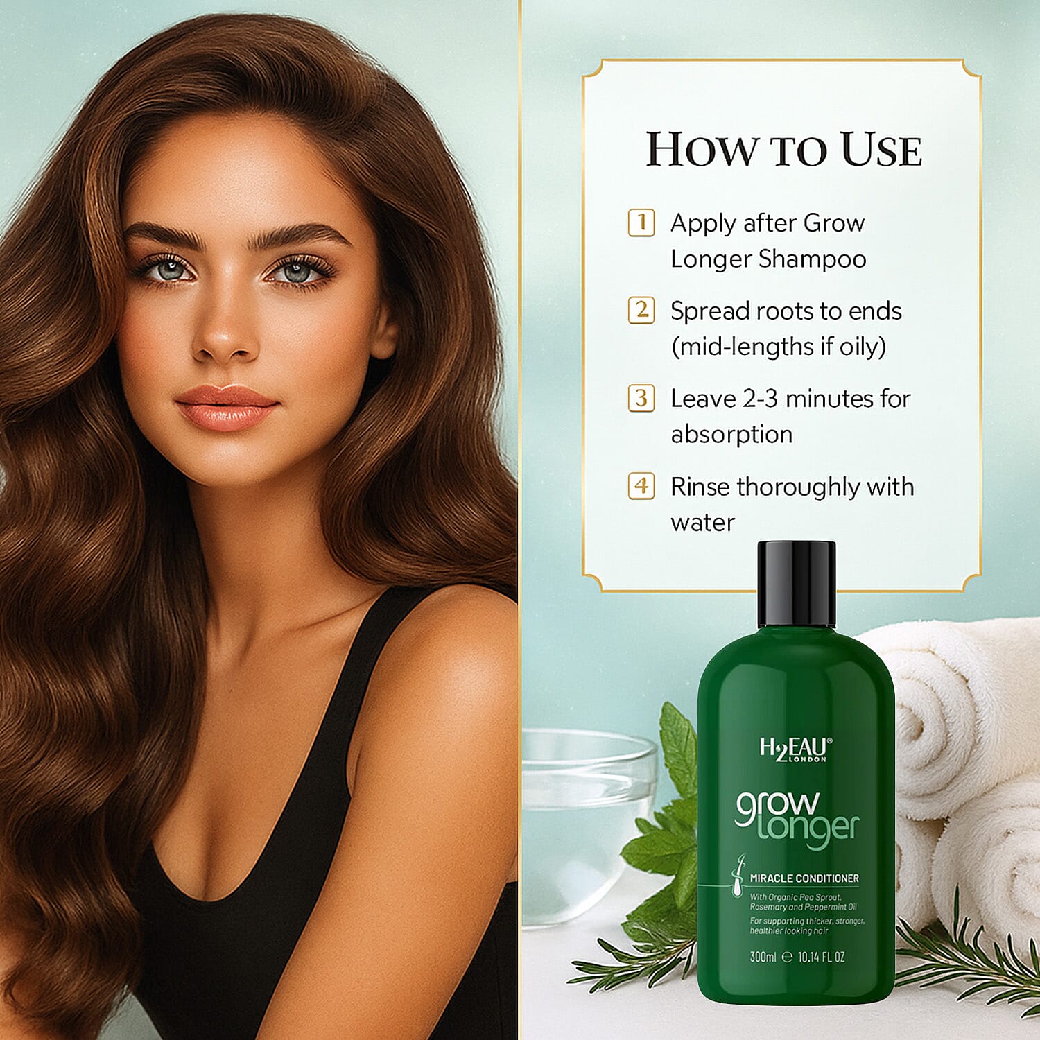 H2EAU London Grow Longer Miracle Conditioner for Hair - 300ml 8253437 4