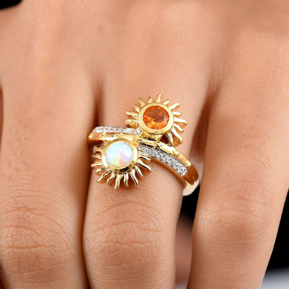 GP Celestial Dream Collection - Ethiopian Opal &amp; Multi Gemstones Ring in 18K Vermeil Yellow Gold Plated Sterling Silver 8253790 4