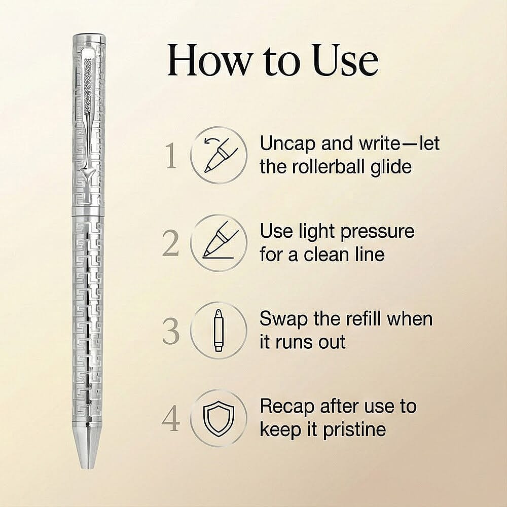 Luxuriant Lab Grown (SI G-H) Diamond Pen, 925 Silver,  9g, Roller Ballpoint Pen with 1 Extra Refill. 8258222 5