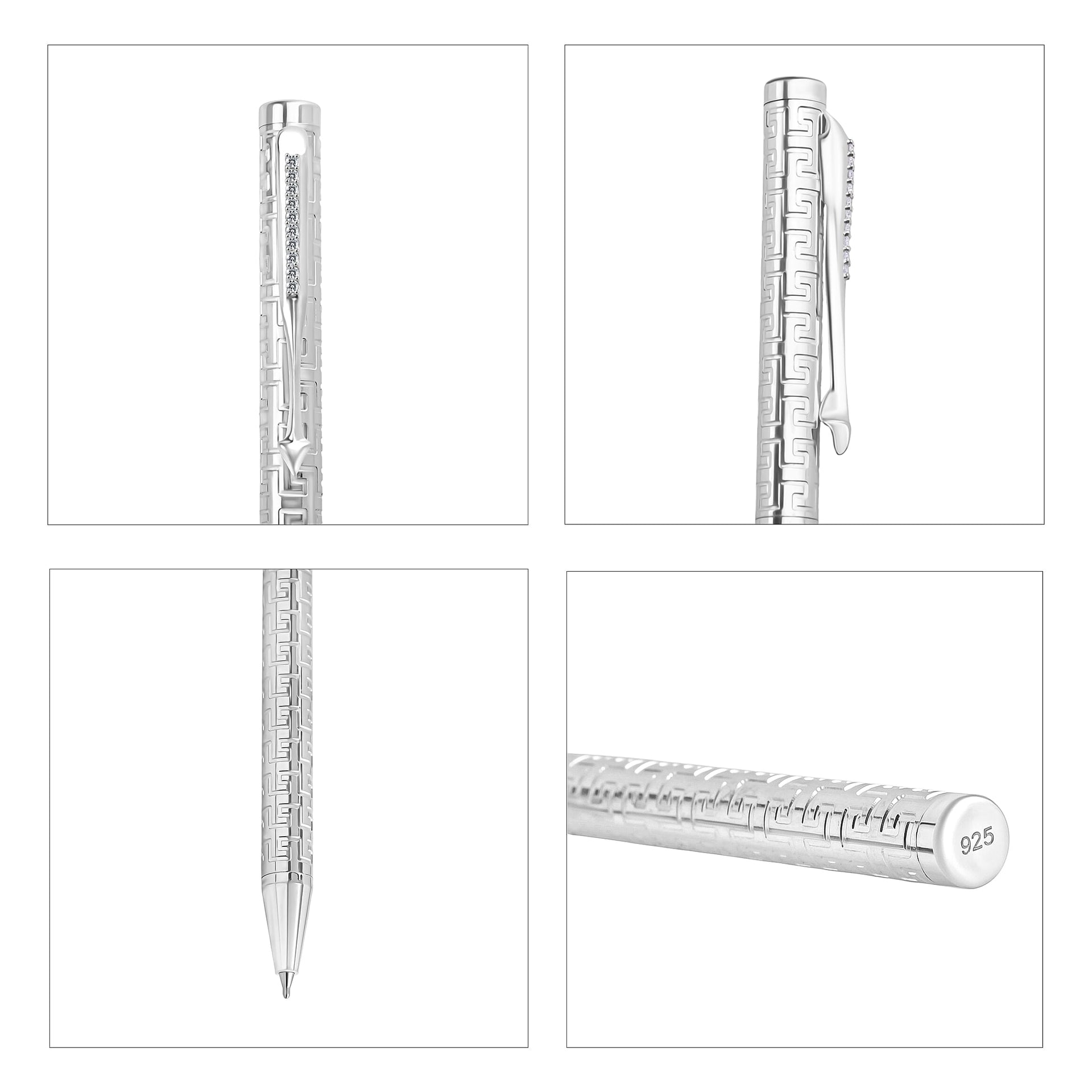 Luxuriant Lab Grown (SI G-H) Diamond Pen, 925 Silver,  9g, Roller Ballpoint Pen with 1 Extra Refill. 8258222 8