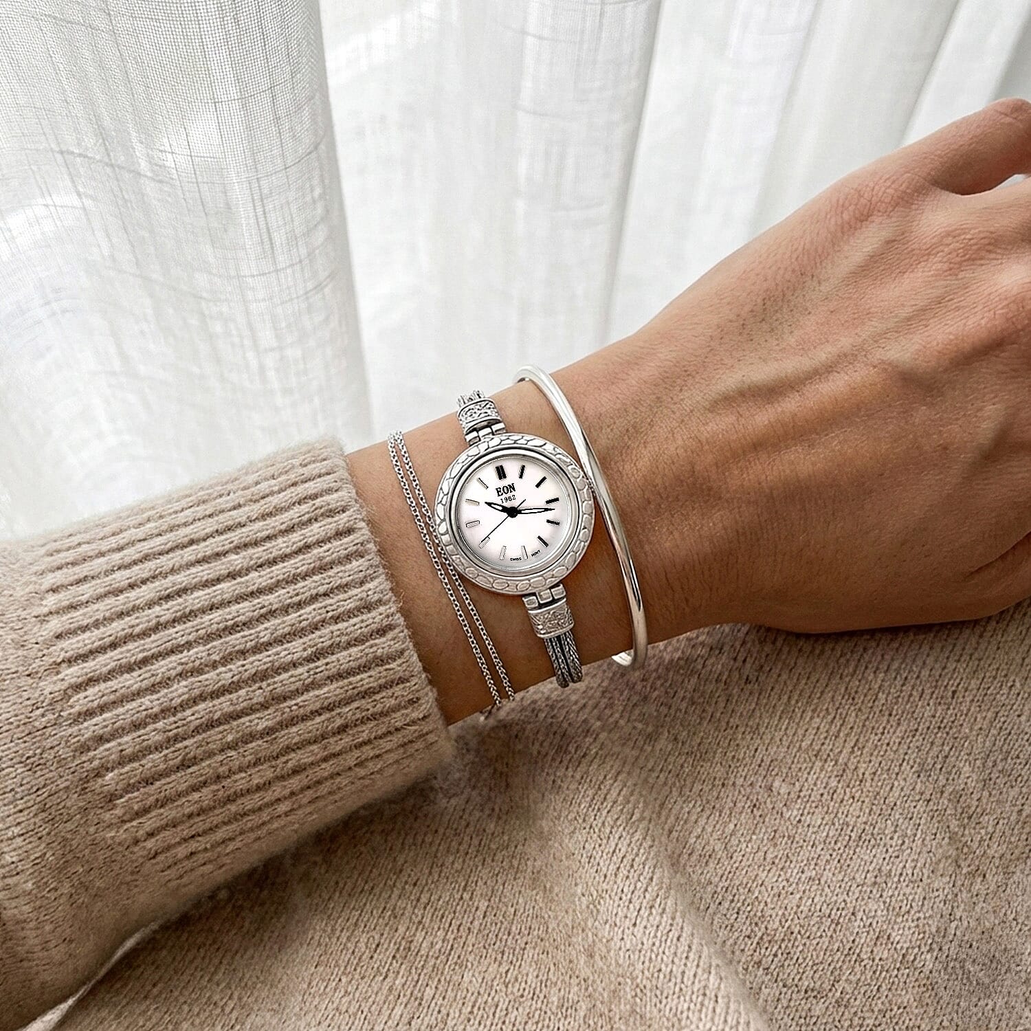 Royal Bali Collection - Sterling Silver Round Swiss Movement Dial Tulangnaga Chain Bracelet Watch (Size 6.5) Silver Wt. 18.00 Gms 8261265 3