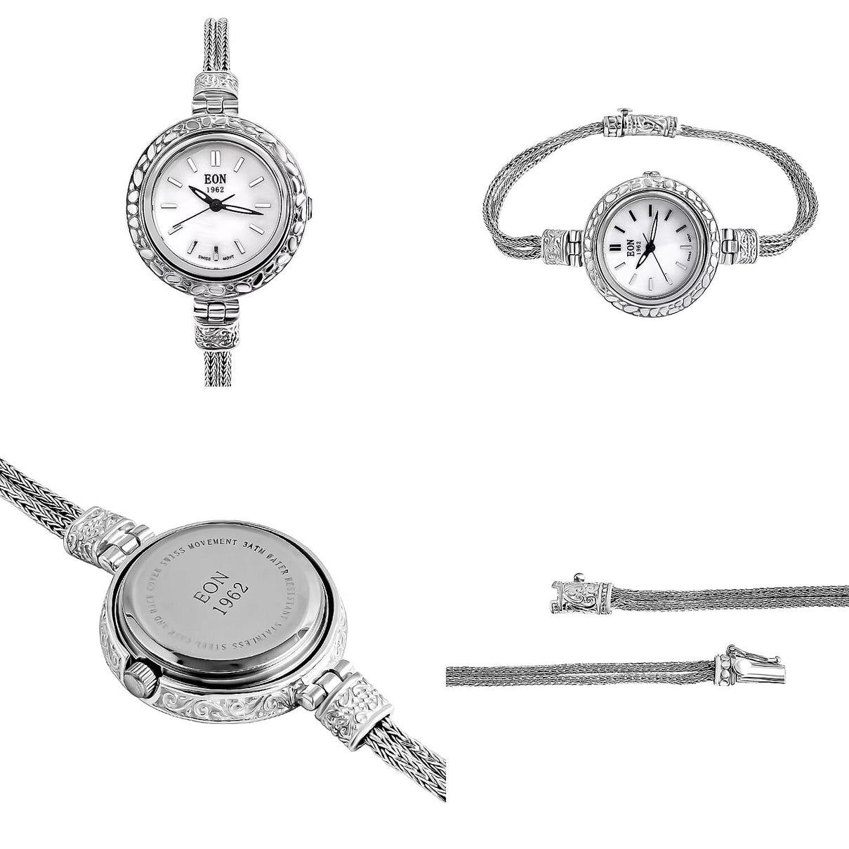 Royal Bali Collection - Sterling Silver Round Swiss Movement Dial Tulangnaga Chain Bracelet Watch (Size 6.5) Silver Wt. 18.00 Gms 8261265 5