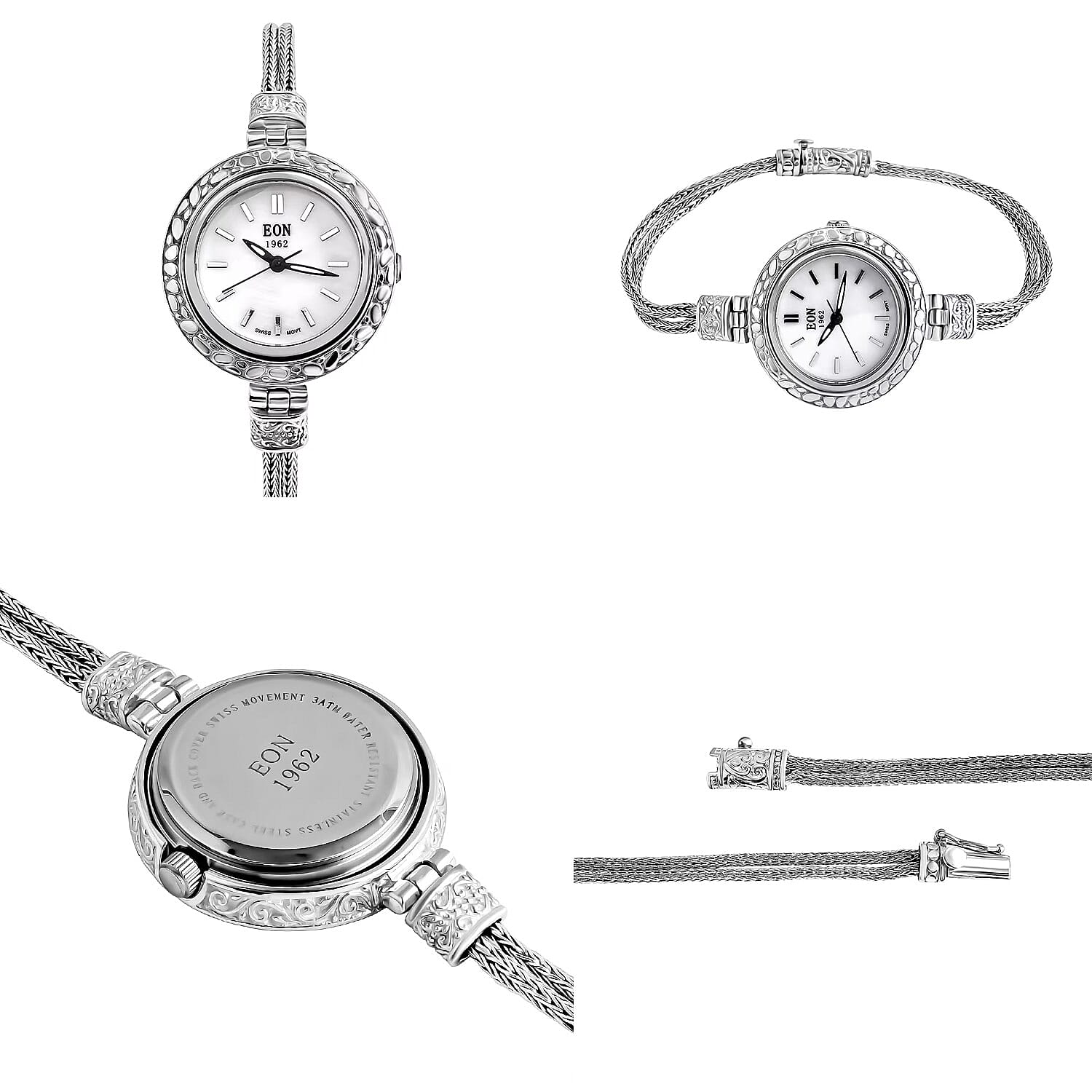 Royal Bali Collection - Sterling Silver Round Swiss Movement Dial Tulangnaga Chain Bracelet Watch (Size 6.5) Silver Wt. 18.00 Gms 8261265 5